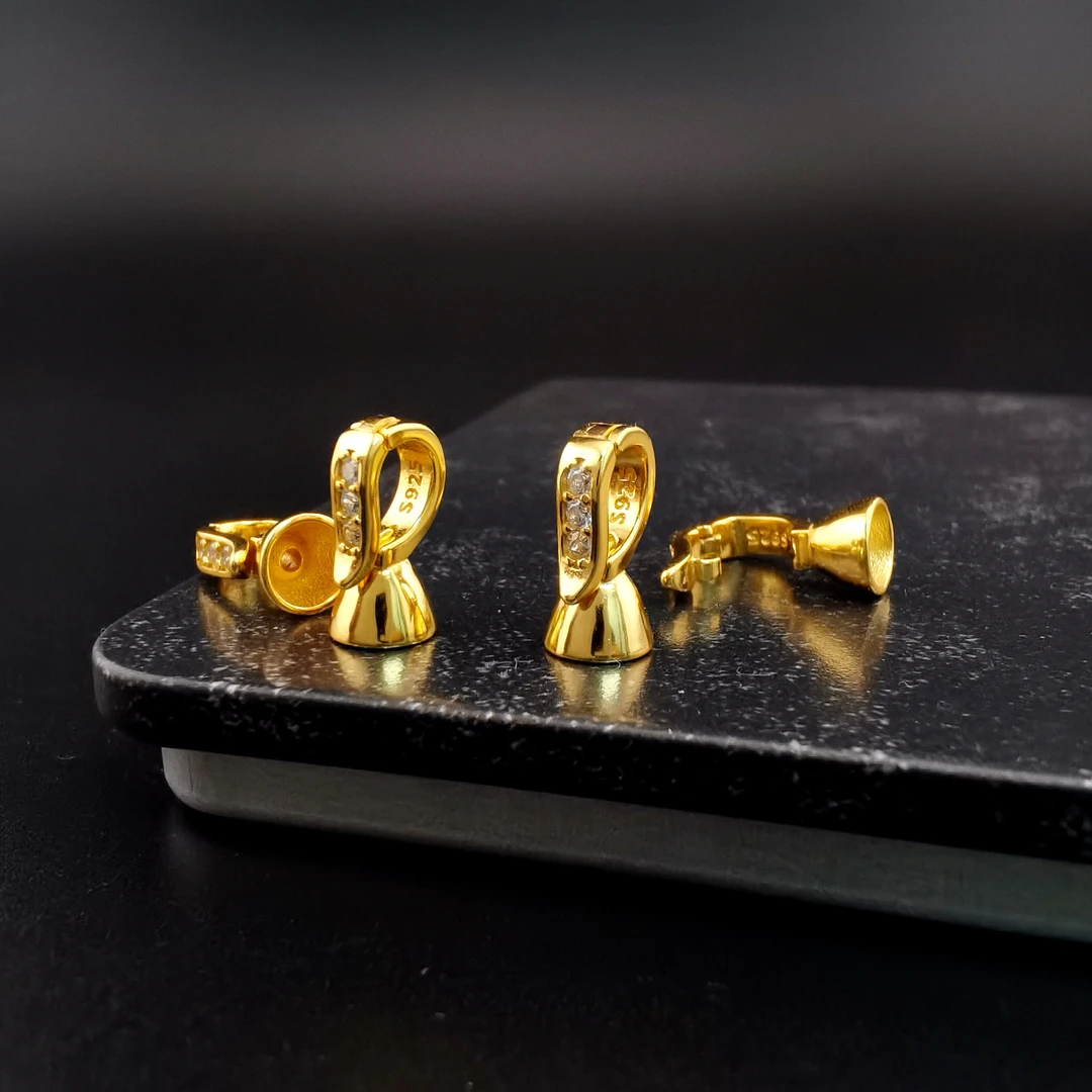 【洛一银饰】【925】银饰项链扣拳头扣DIY扣头金色