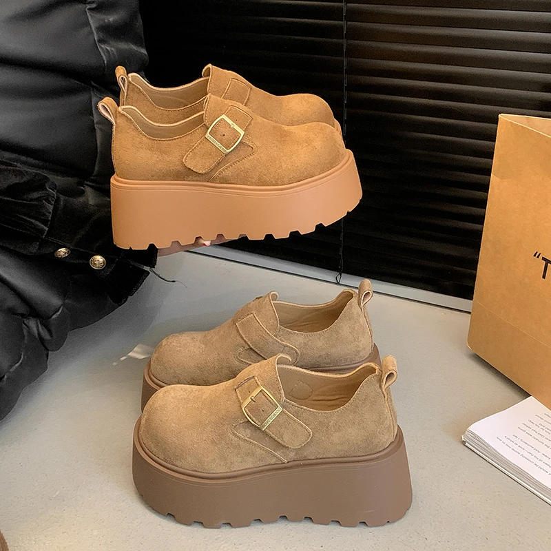 网红复古小众勃肯鞋女2025春季新款厚底休闲鞋百搭增高乐福鞋单鞋