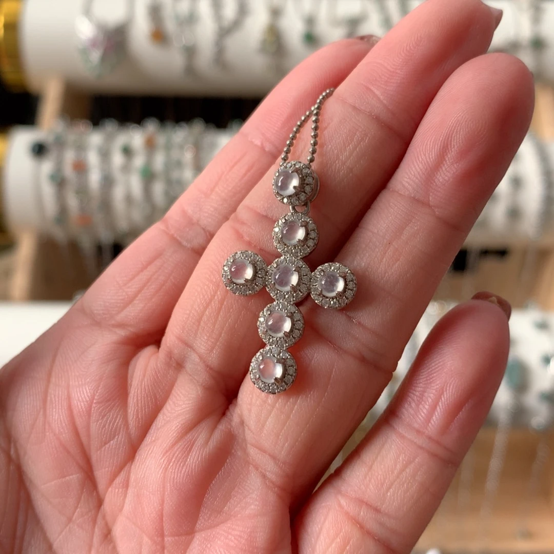 翡翠银S925镶嵌耳饰吊坠