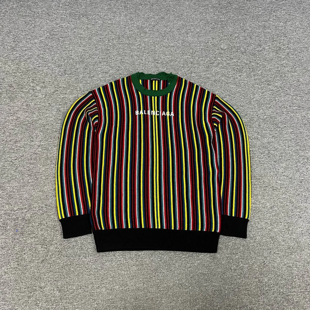 99新 Balenciaga/巴黎世家 巴黎世家 彩虹条纹毛衣
