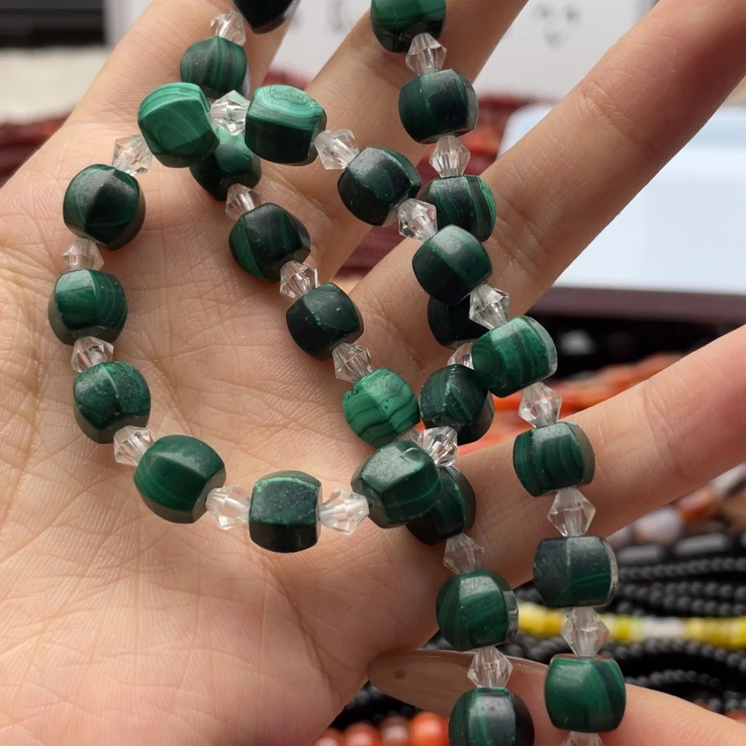 玛瑙/玉髓未镶嵌珠宝半成品一条装卡8左右孔雀石灯笼珠