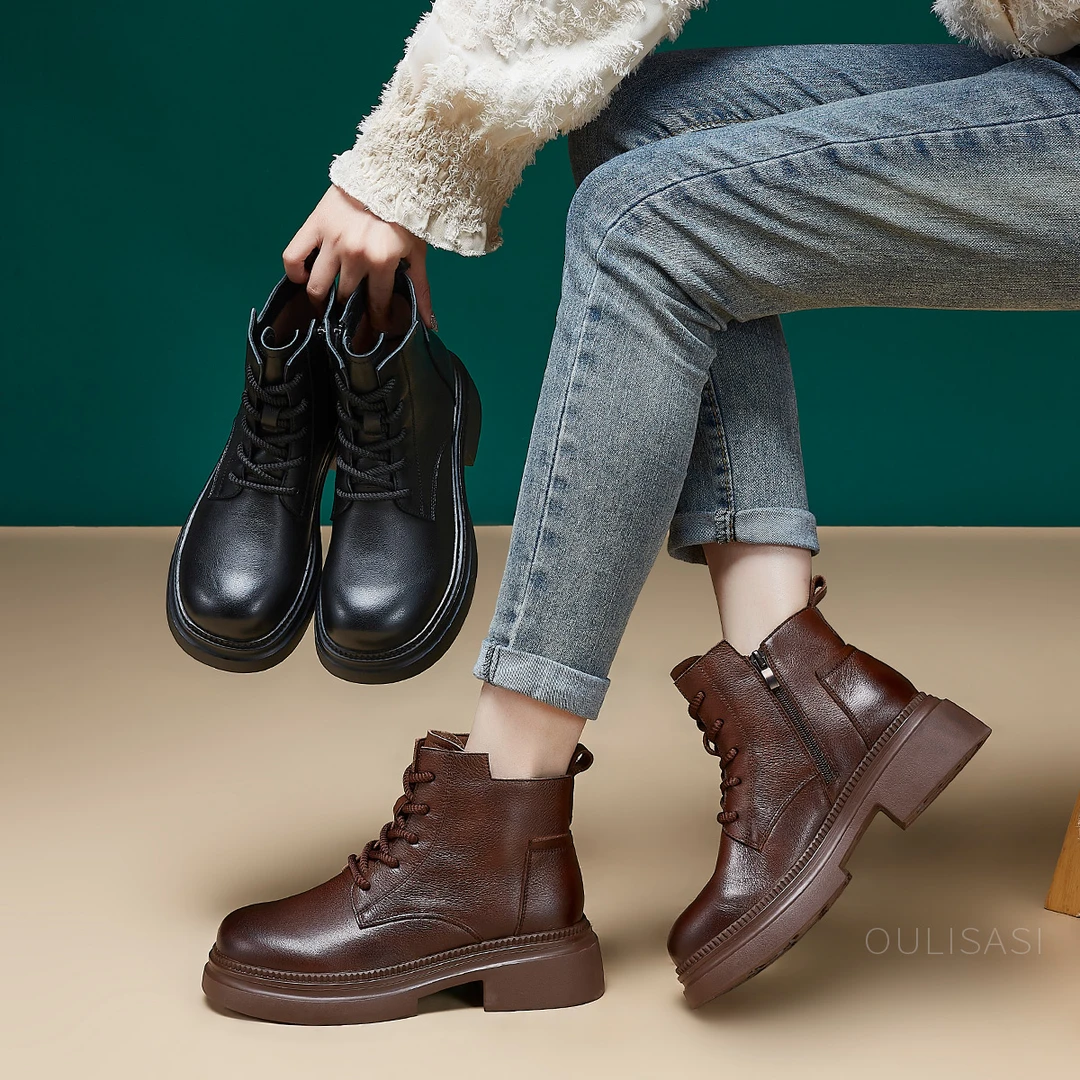 493头层牛皮马丁靴2024牛皮加厚中筒靴轻便好穿软底软面休闲