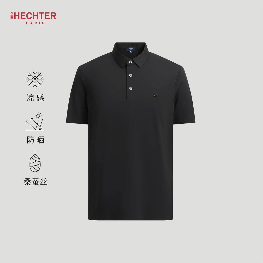 HECHTER夏桑蚕丝凉感透气舒适户外休闲穿搭短袖POLO衫TT52327