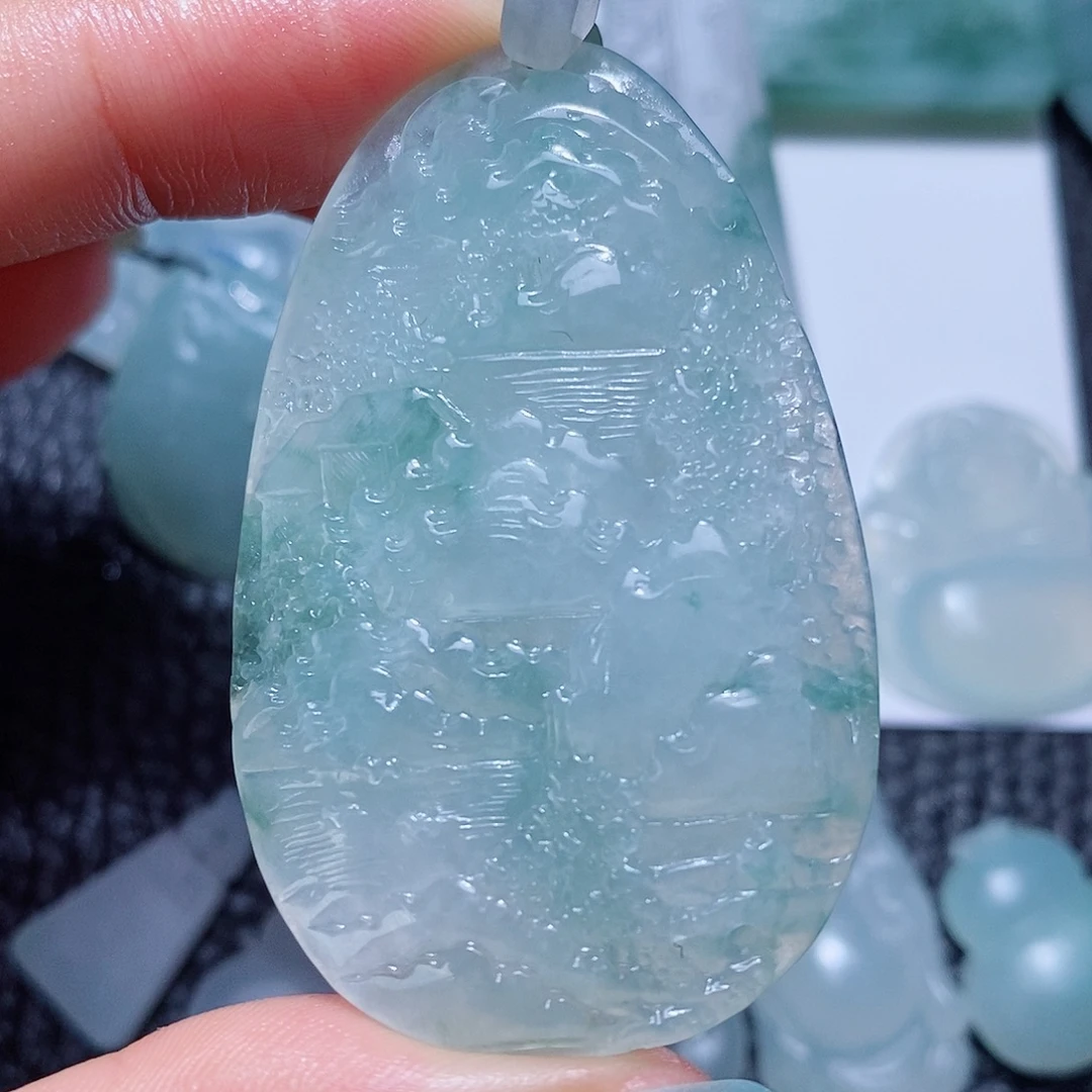 定制翡翠未镶嵌毛货付款后确认抛光