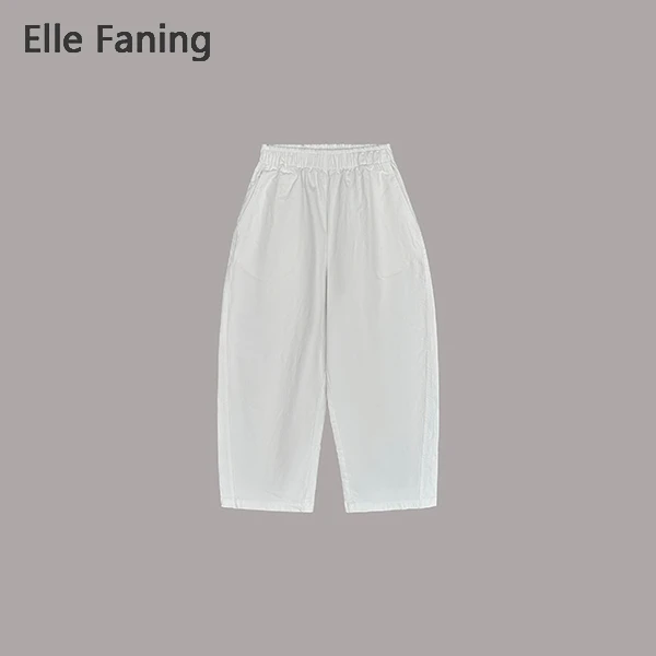 芒果优选-时尚百搭松紧腰茧型斜纹肌理纯色休闲裤