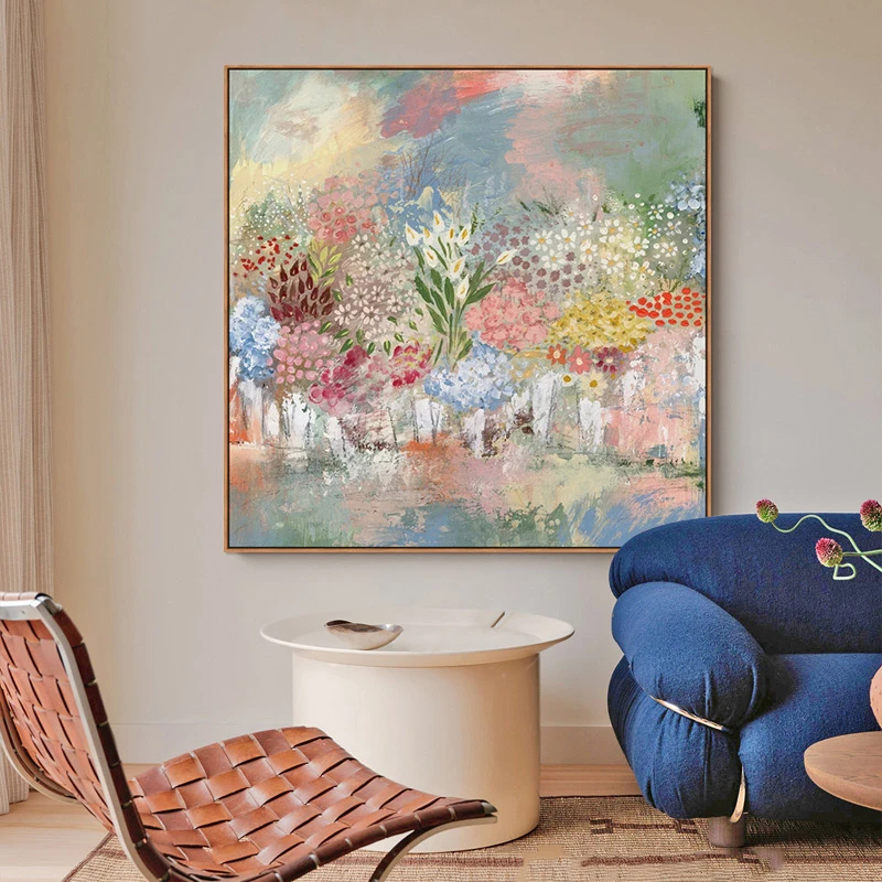 【扶光吟】手绘油画客厅背景墙挂画原木风肌理餐厅装饰画卧室床头画