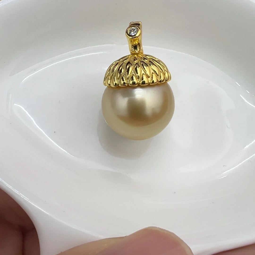 银S925镶嵌12.7金珠海水珍珠
