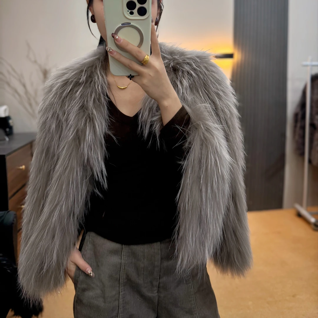 【特价福利】50长带内衬貉子毛编织 年年必买的毛毛外套