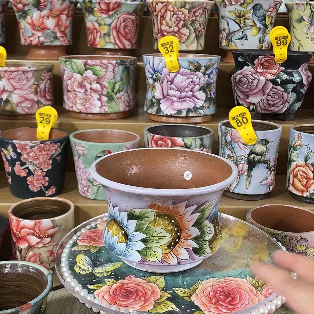 景德镇精品手绘花盆15/10