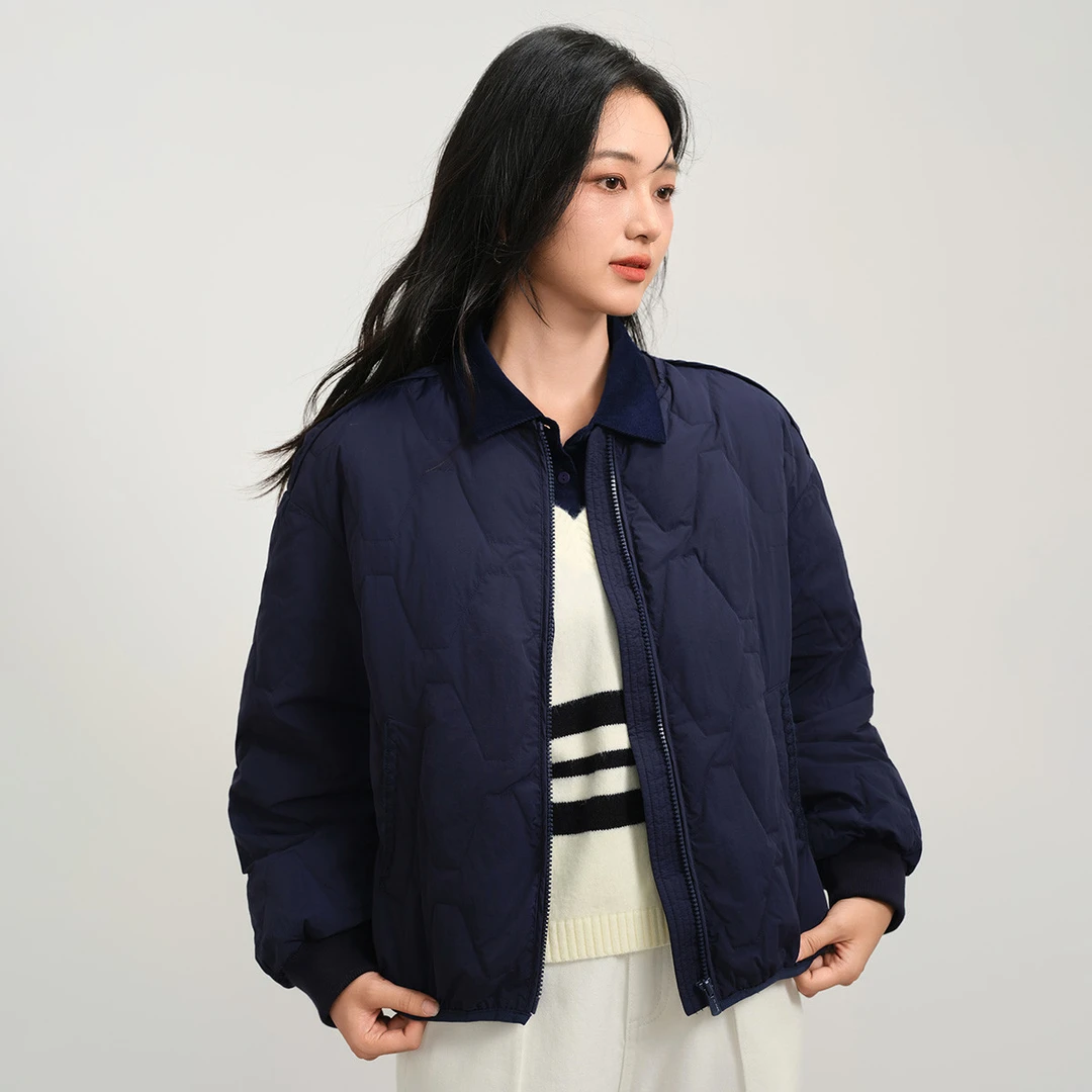 茵曼25冬季轻薄保暖羽绒服休闲百搭短款菱格外套棒球服时尚