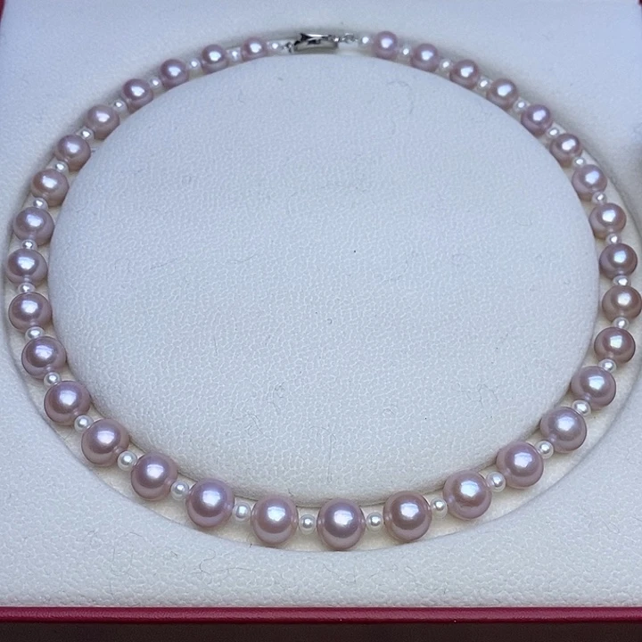 淡水珍珠项链银S925镶嵌4-5/9-10mm