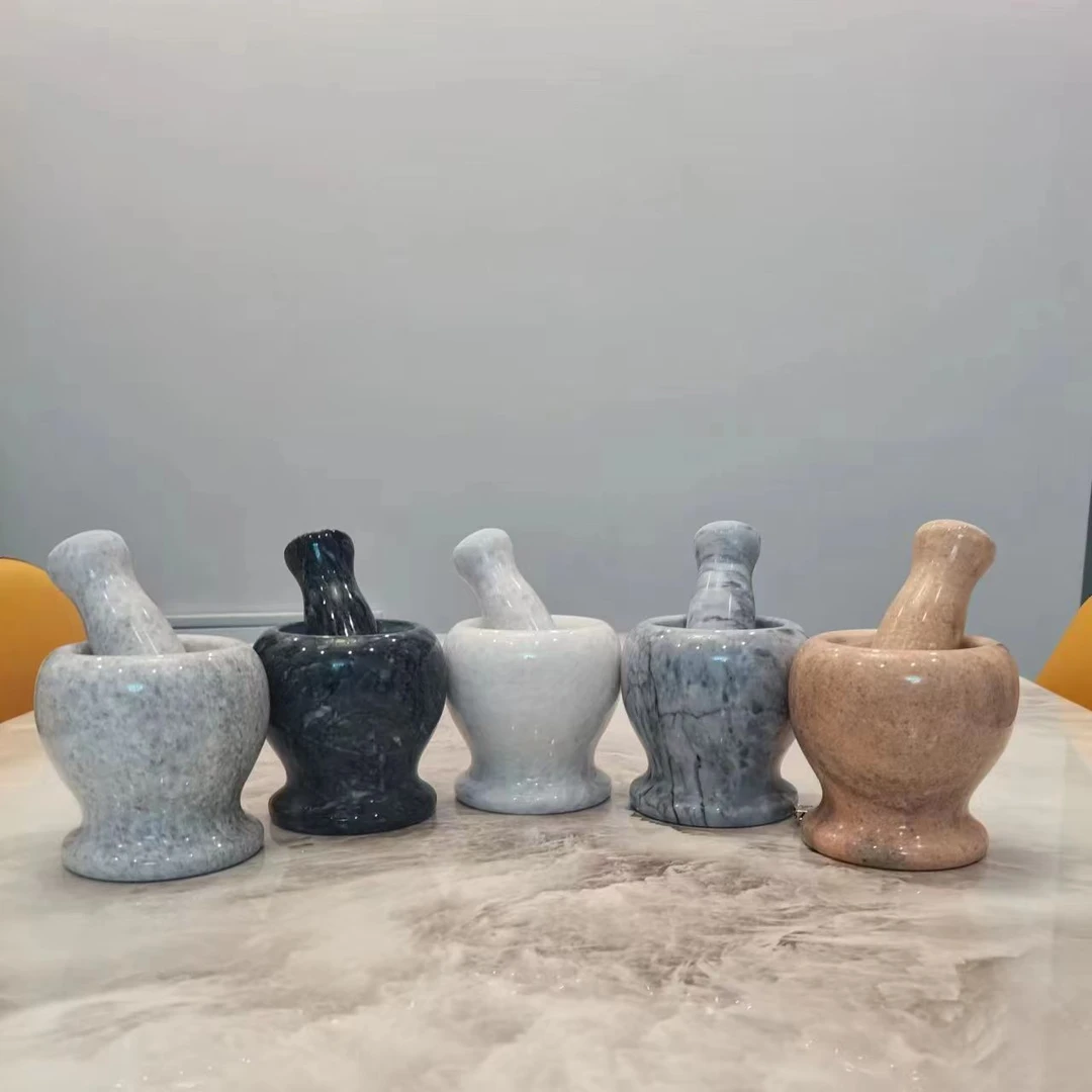 天然大理石石头老式捣蒜器石臼家用蒜泥器大蒜蒜蓉压蒜器蒜臼子