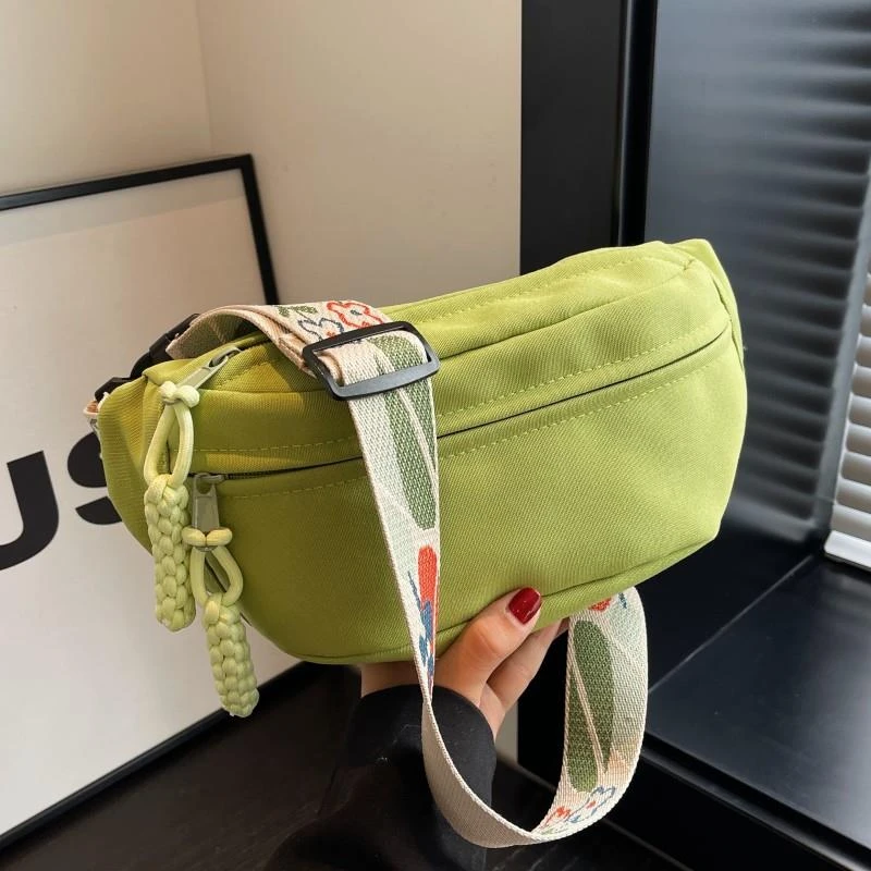 夏季帆布小包包女2025新款潮ins腰包百搭胸包休闲运动斜跨饺子包