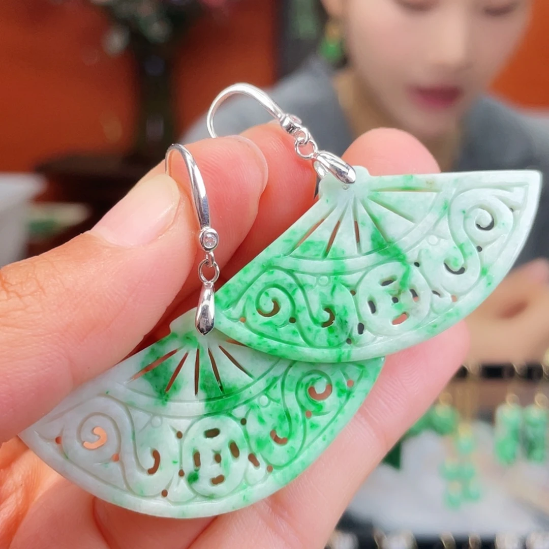 翡翠银S925镶嵌耳饰