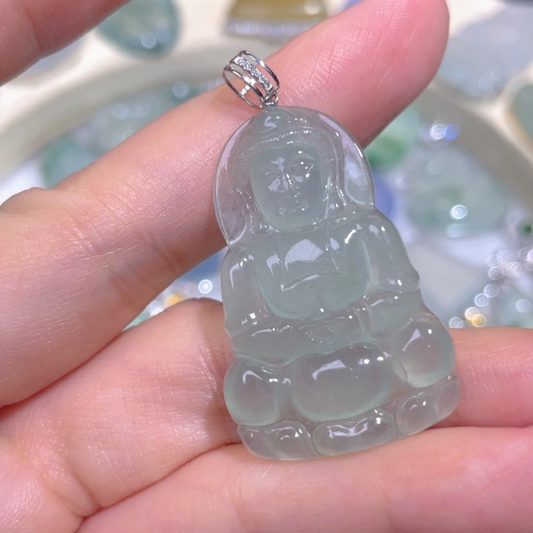 翡翠18K金镶嵌套链翡翠