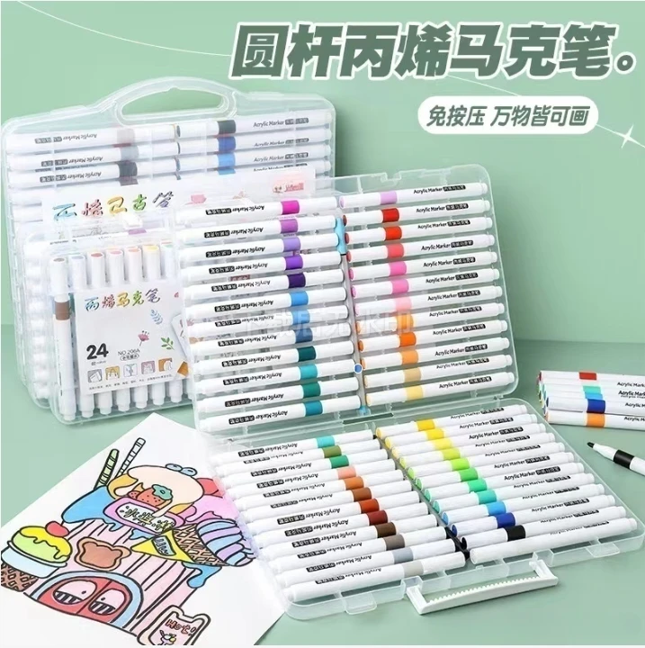 【618/好物秒杀】丙烯马克笔儿童初学者绘画不透色可叠色无毒味按压