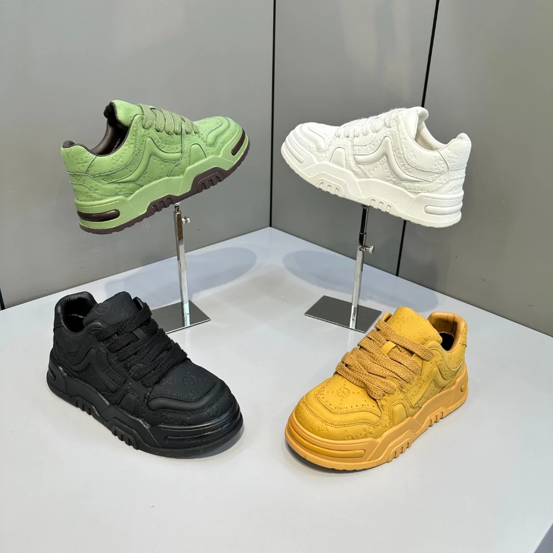 KRY轻奢潮牌早春男士新款高品质潮流板鞋小众纯色厚底时尚休闲鞋