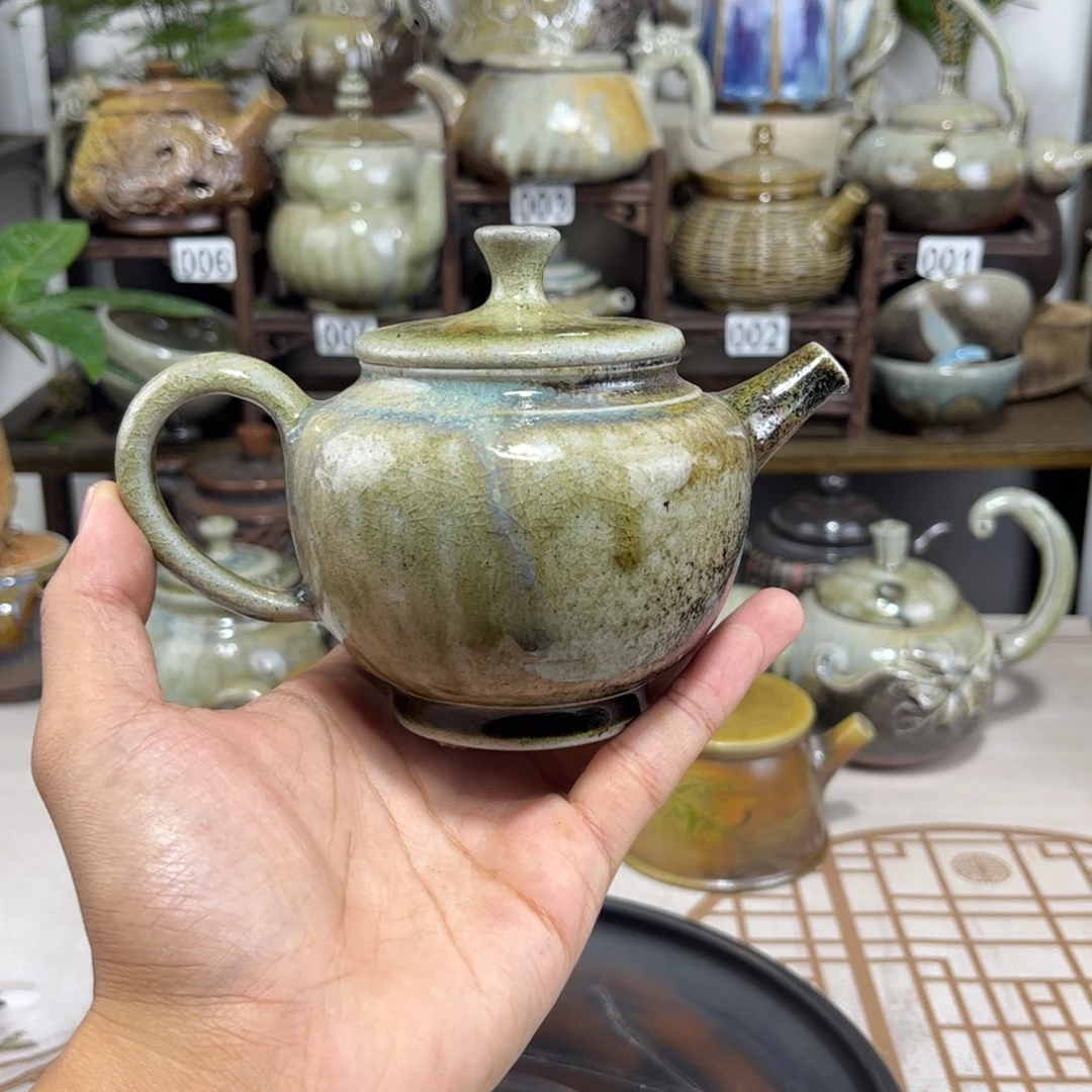 230cc白泥柴烧匏尊壶，古法传承裸坯柴烧