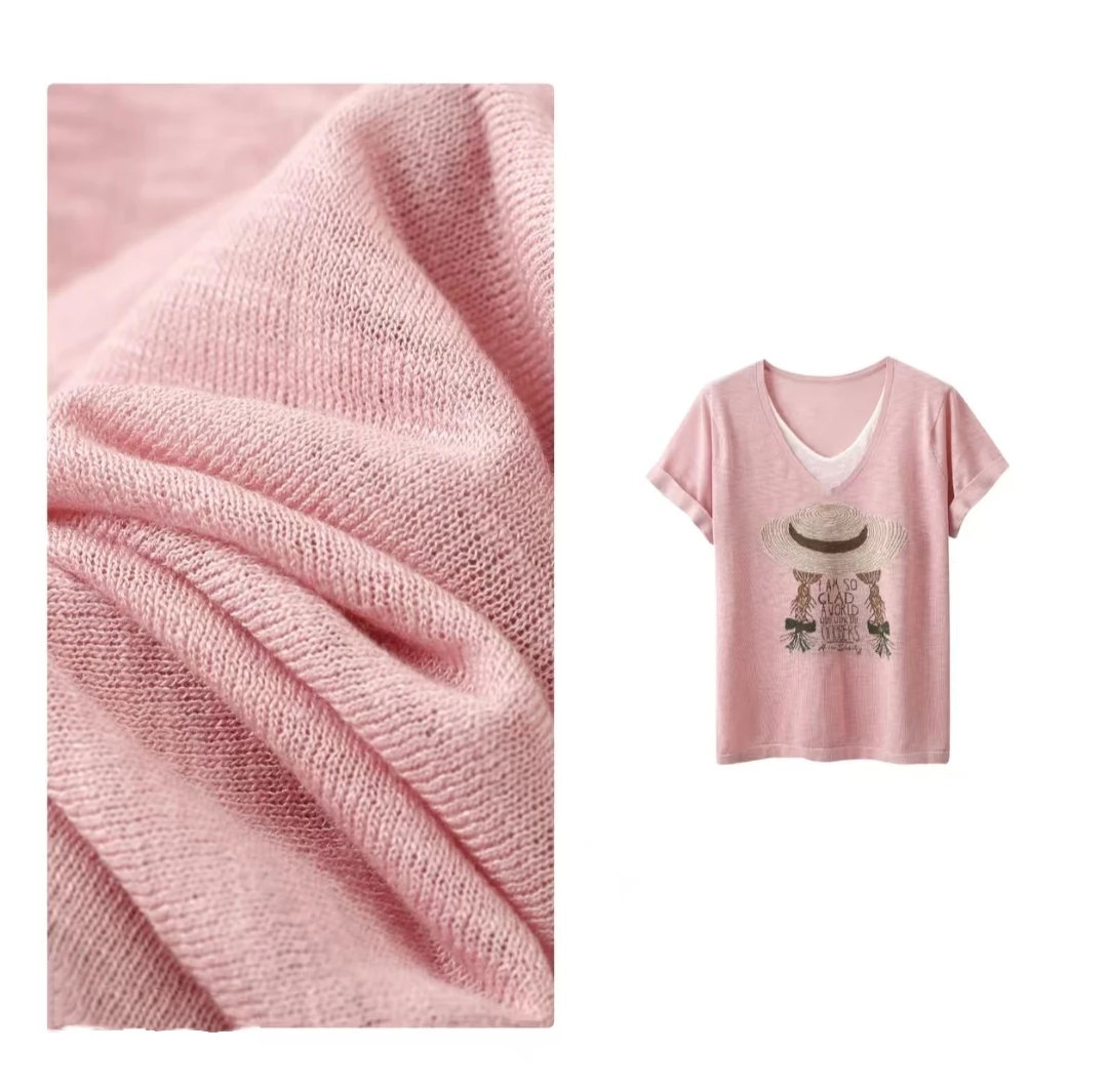 门店39&9！自带滤镜美颜！清爽超细针织~提花假两件针织T恤