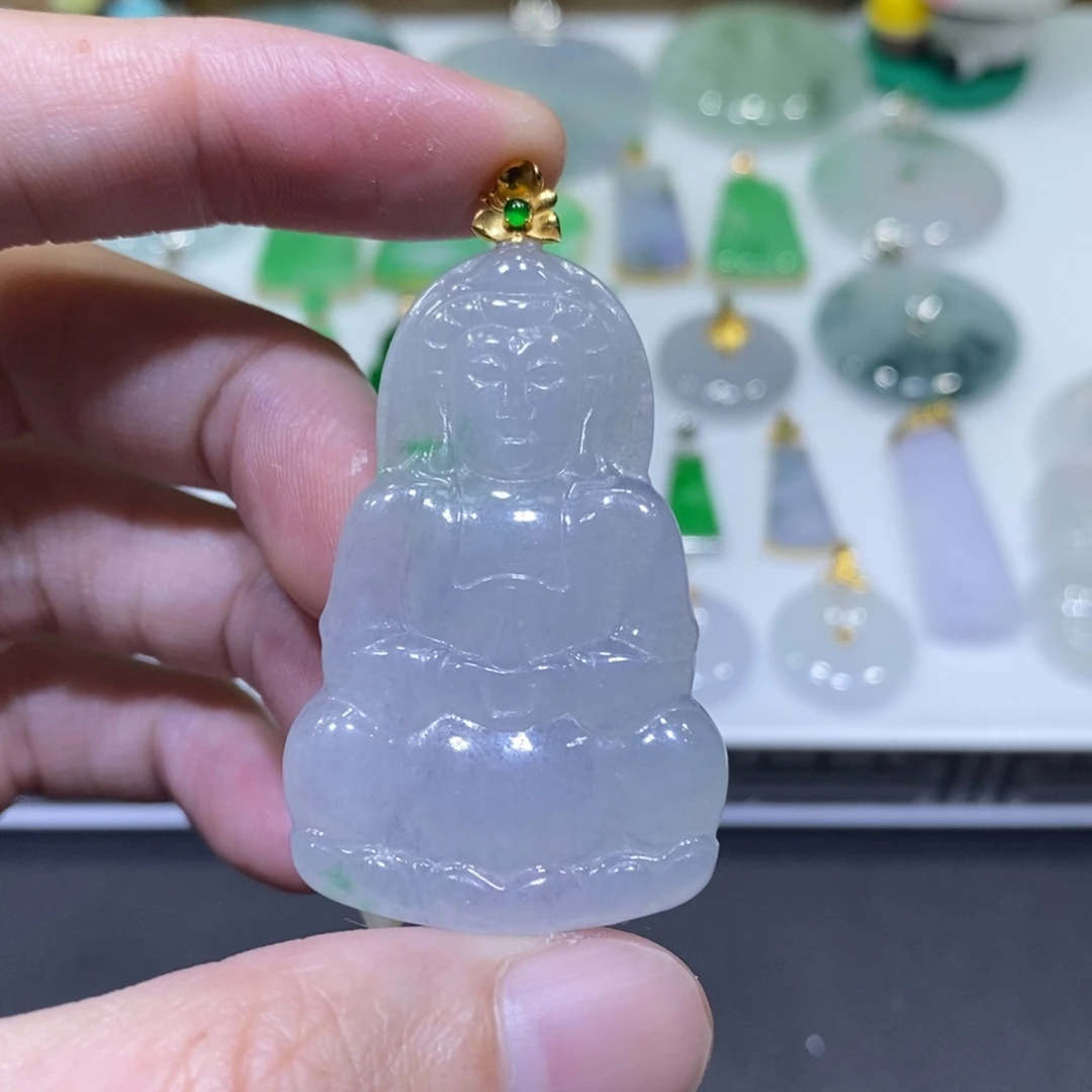 翡翠18K金镶嵌吊坠(不含链)