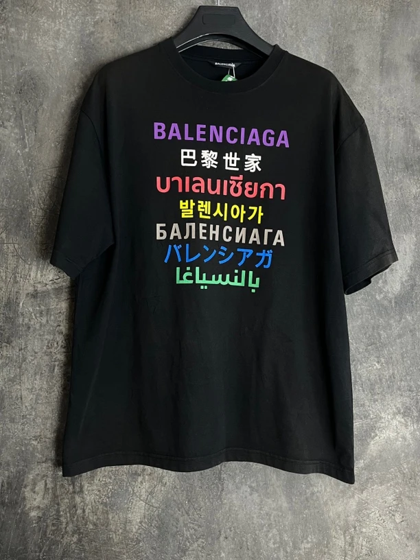 全新未使用 Balenciaga/巴黎世家 L码*1/经典七国语言短袖/00342