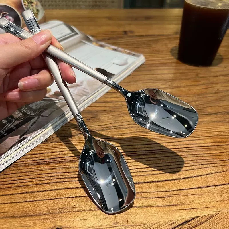 304不锈钢灯笼饭勺家用平底儿童吃饭勺粥汤勺挖西瓜雪糕勺