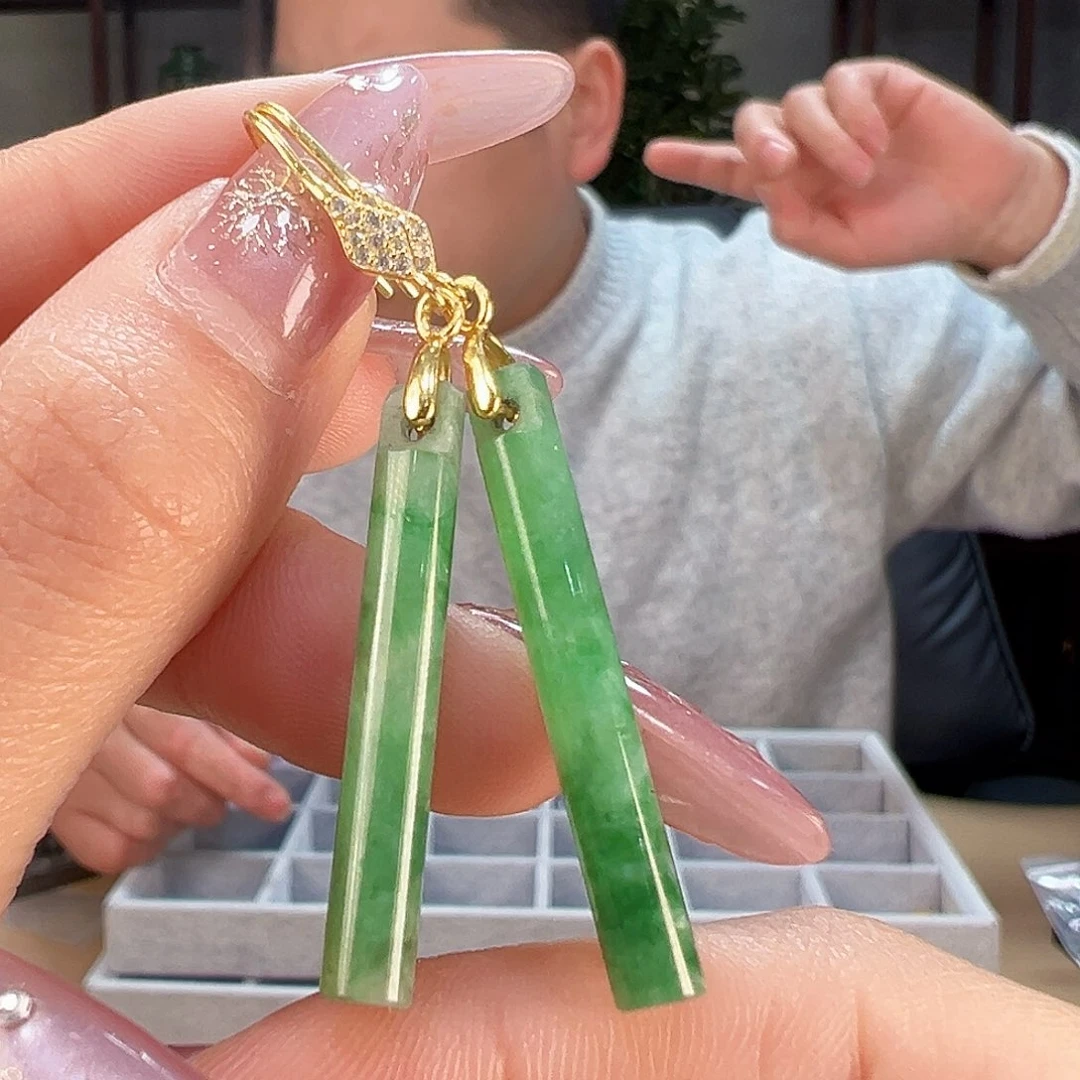 翡翠耳饰银S925镶嵌耳环5