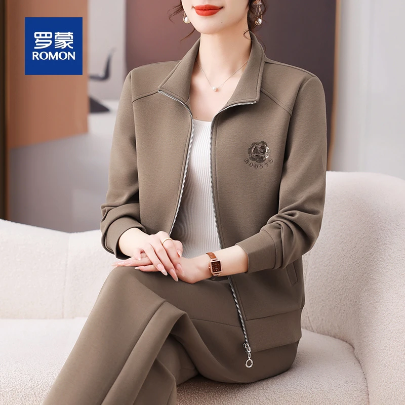 罗蒙小个子妈妈春季运动套装2025新款气质上衣两件套中老年外套女