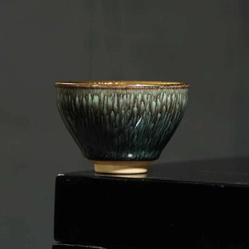 建阳建盏杨信辉老师束口天目盏金杯带老师专用礼盒手提袋