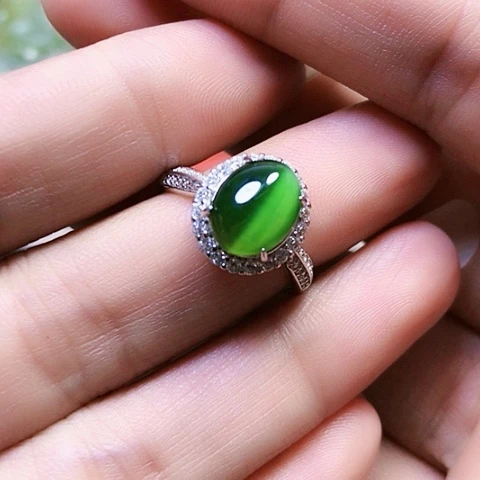 和田玉戒指银S925镶嵌