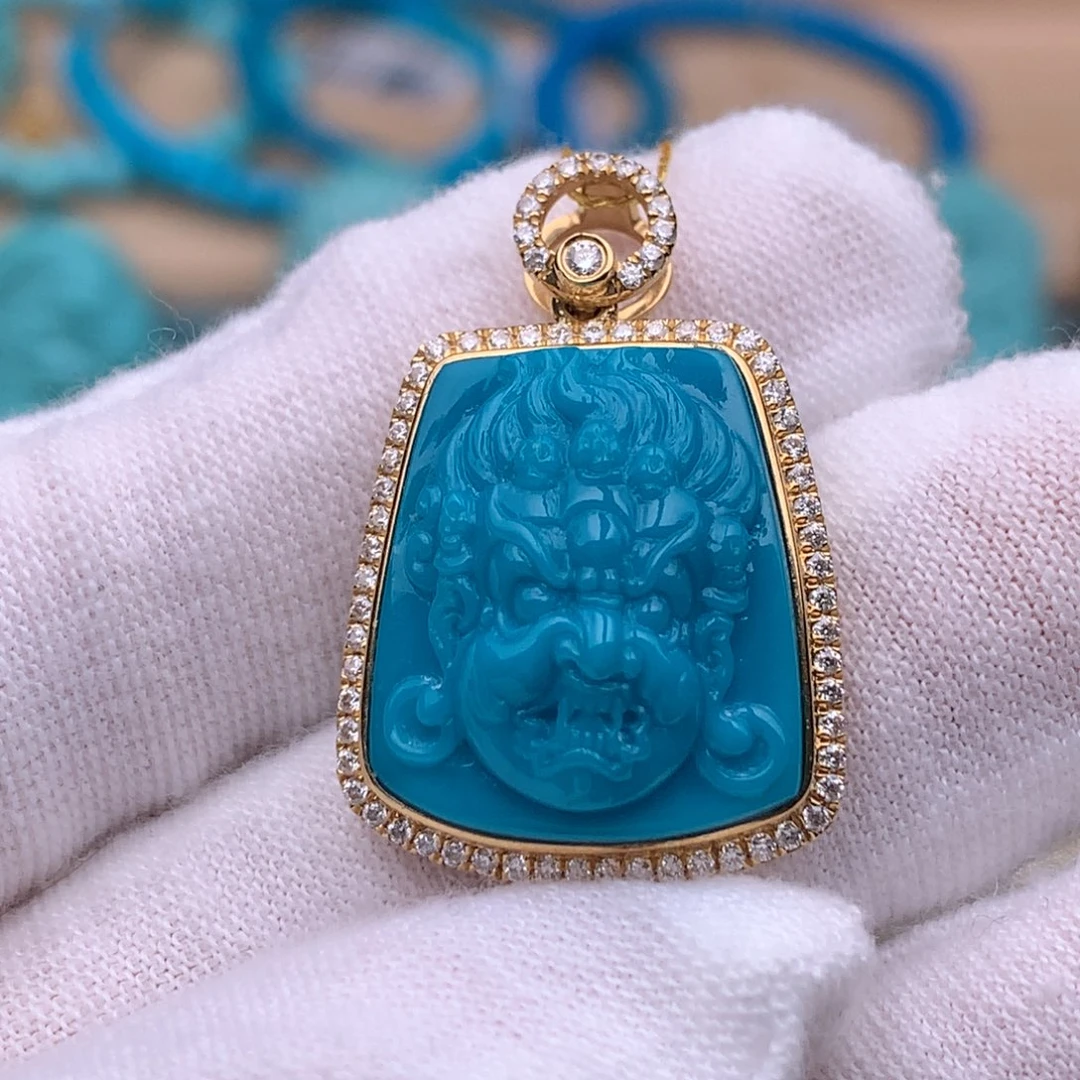 绿松石18K金镶嵌珠宝奇石