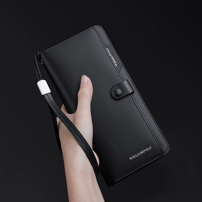 英皇保罗长款钱包男士零钱防盗手拿包大容量青年多功能皮包卡包