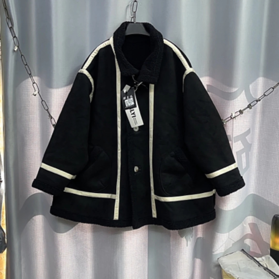 260-320斤 衣长82胸围170 欧货特体皮皮一体颗粒绒外套