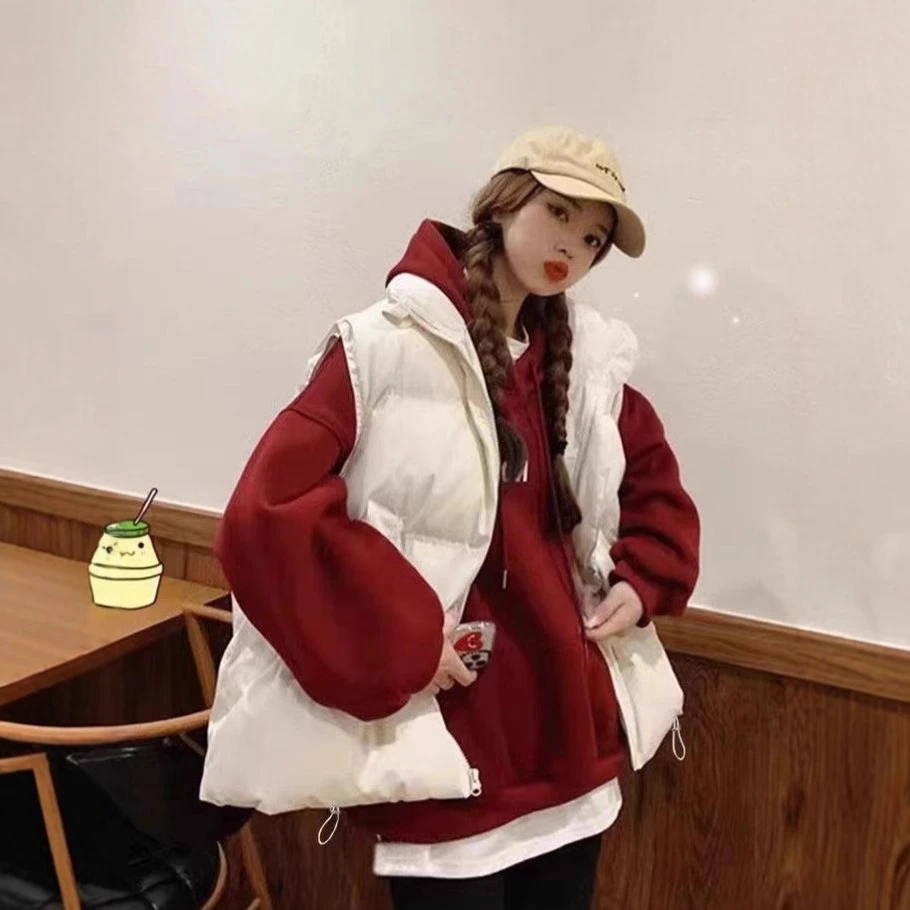 235纯色立领加厚棉马甲外套女秋冬爆款休闲宽松羽绒棉服马夹坎肩