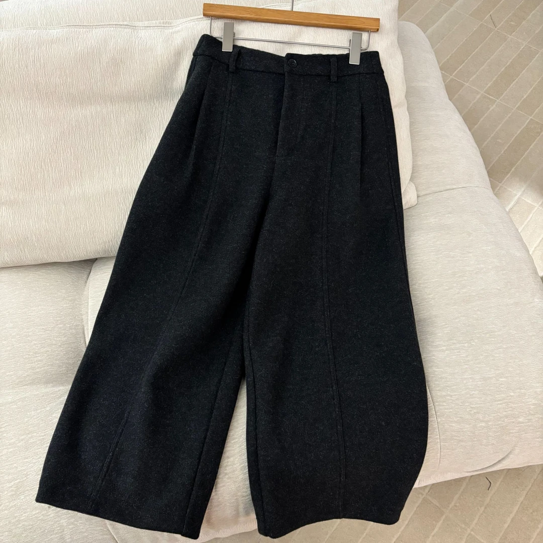 韩系高腰简约显瘦百搭阔腿裤休闲裤56236（裤长89）