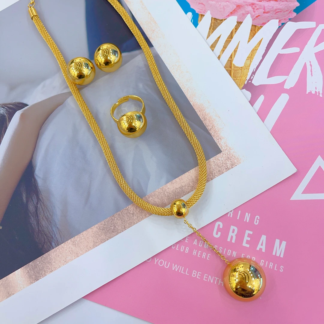 钛钢项链 901新款三件套首饰耳环项链戒指爆款白搭时尚