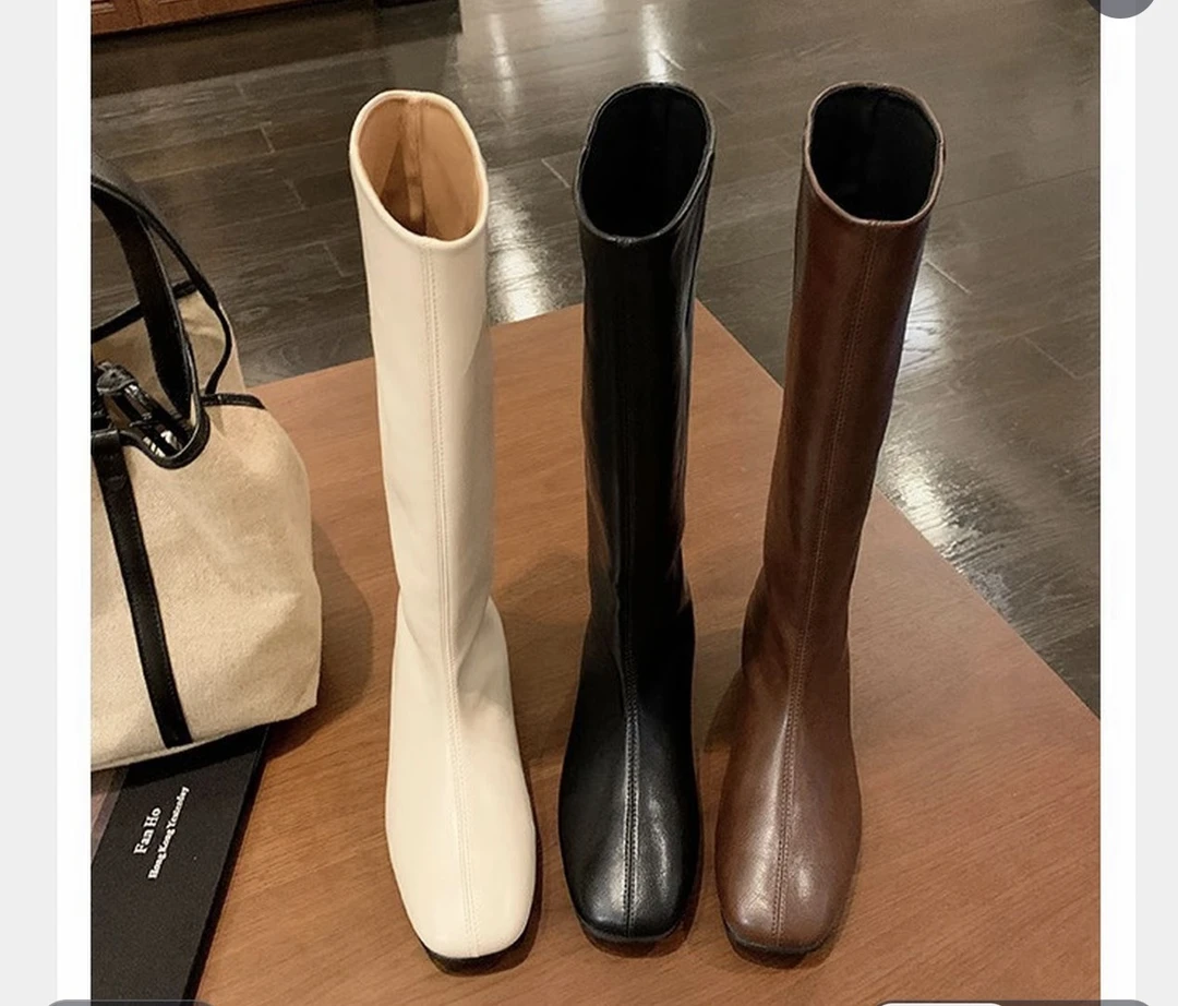 【XIAO】葡萄妈同款增高4cm 百搭平底柔软加绒瘦瘦靴中筒骑士长靴女