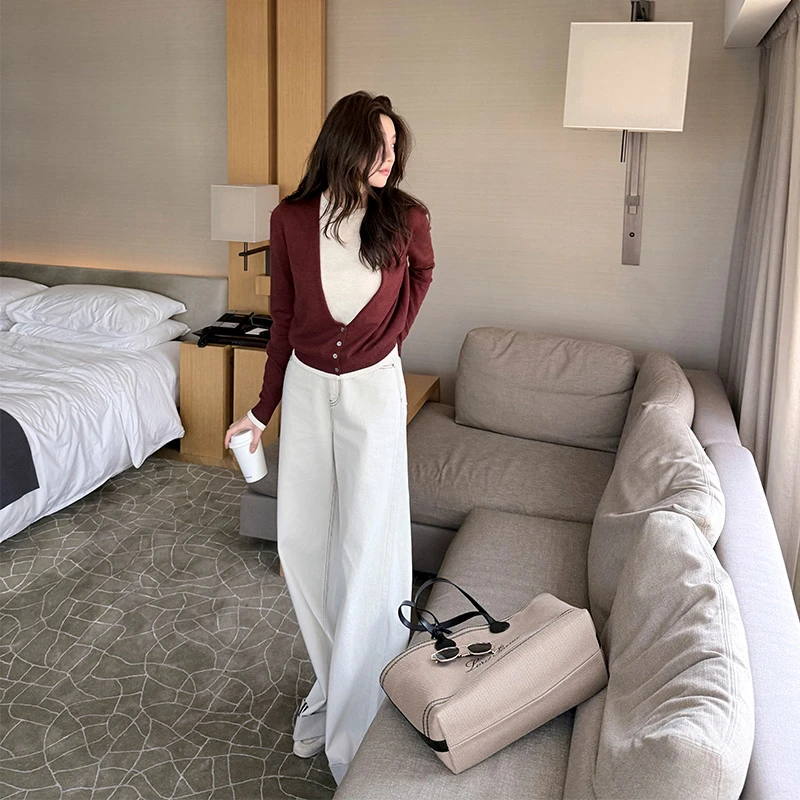 【Alone Savor】城市假日 100棉水洗直筒修饰腿型设计感牛仔裤X007