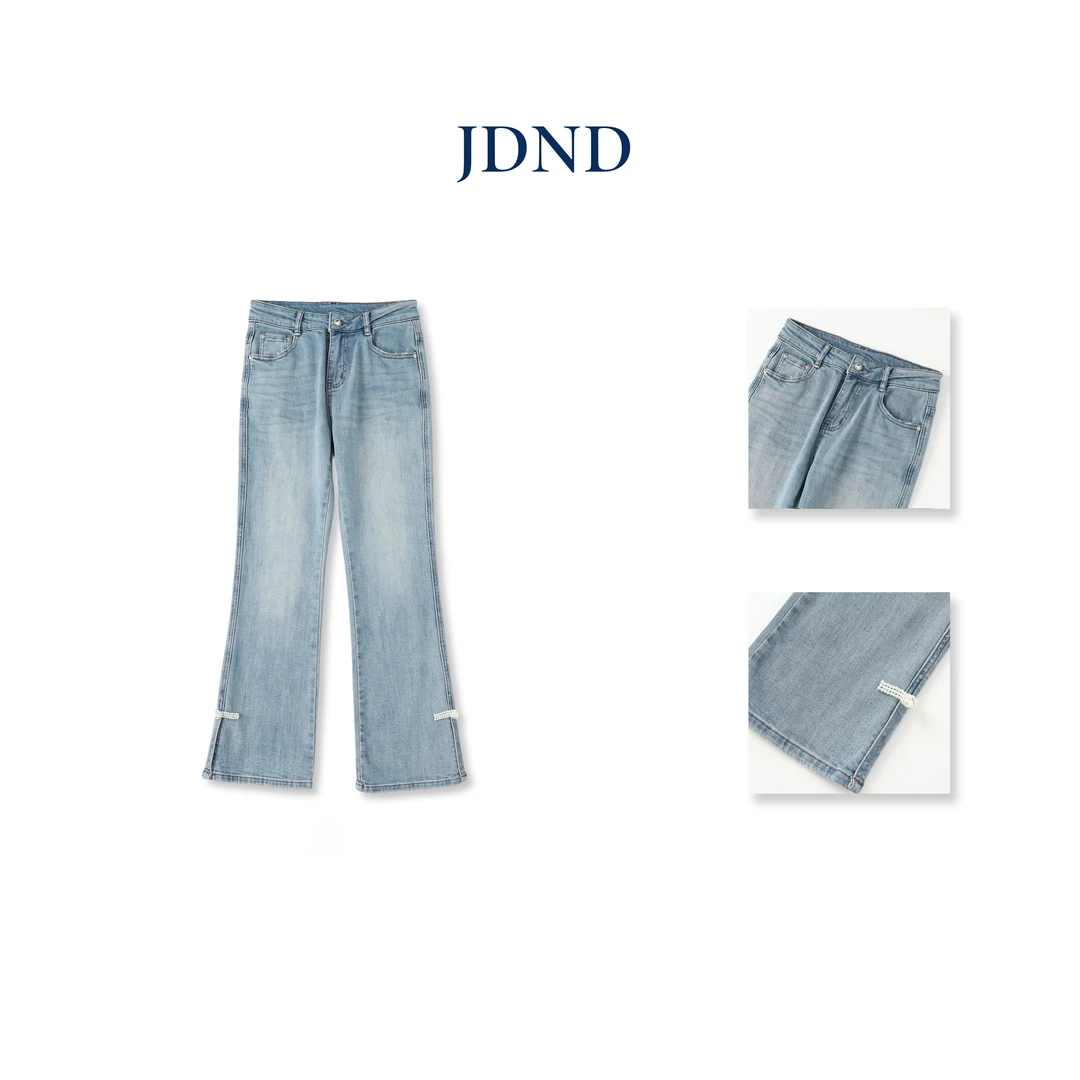 【珍珠扣】春夏时尚显瘦水洗珍珠扣开叉牛仔裤XY24660 JDND轩羽