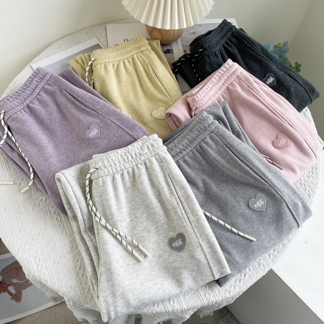 Nini 春季新款egg爱心标脚口抽绳可束口卫裤-K1871