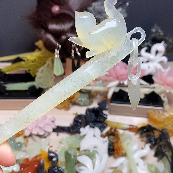 岫玉未镶嵌发簪发簪