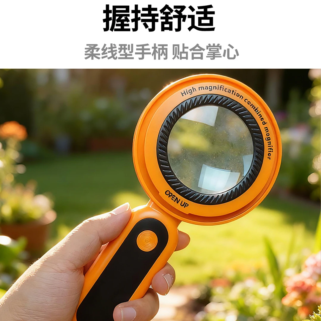 放大镜玻璃手持高清老人阅读维修放大镜21个LED灯组合镜片