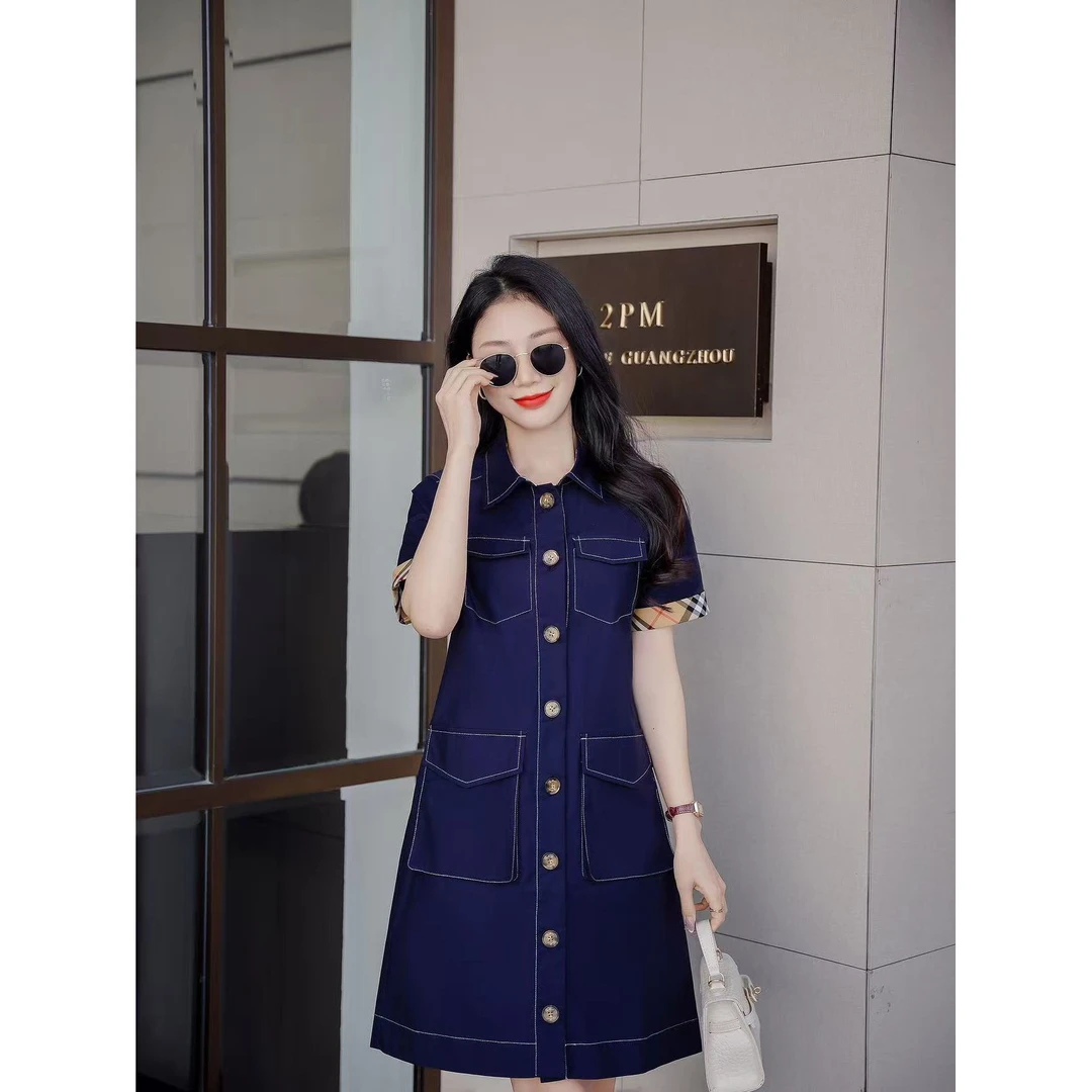 夏季休闲时尚经典百搭英伦风连衣裙女装连衣裙185001