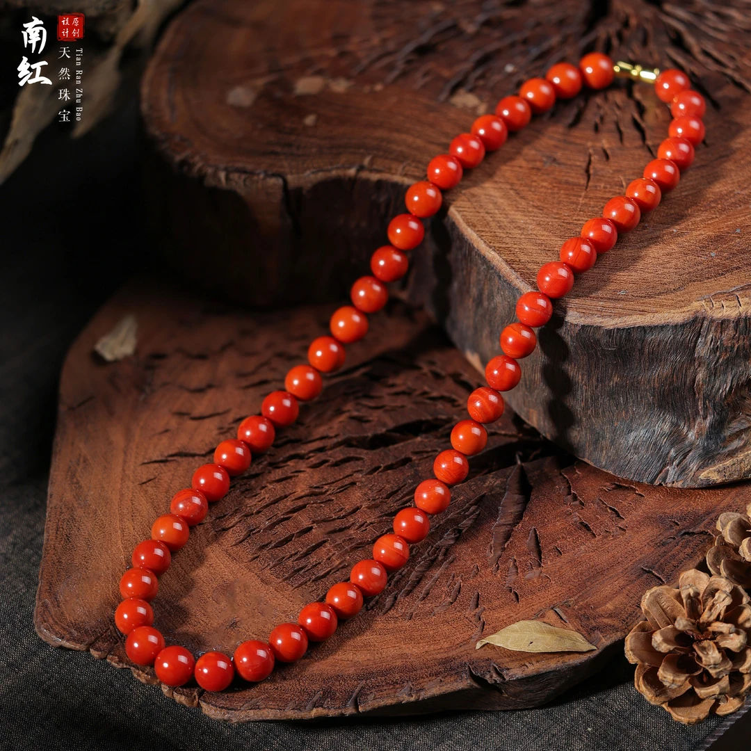 【桃总推荐】瓦西南红9mm圆珠项链/约48cm@@ZY51122013