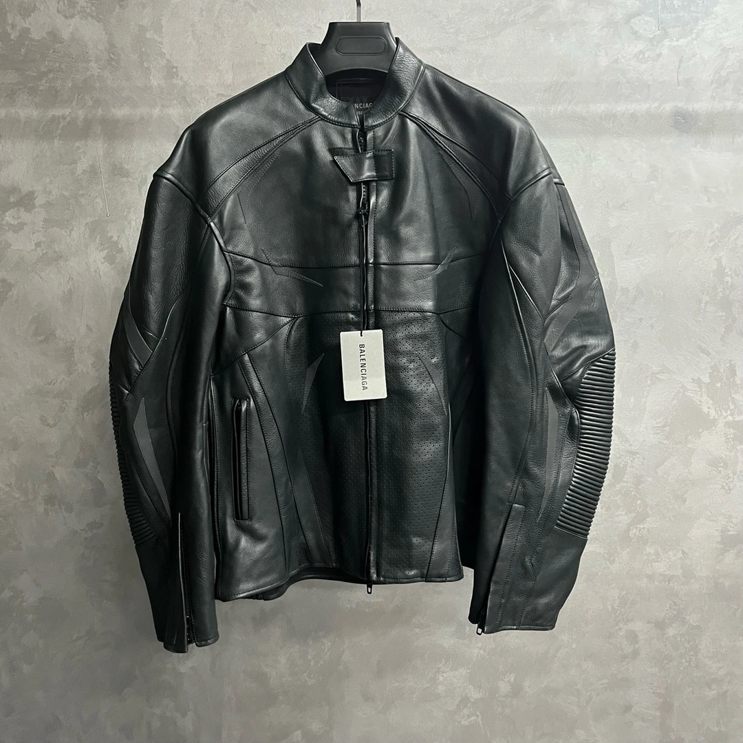 未使用 Balenciaga/巴黎世家 黑色纯色亮面长袖夹克外套/Xs码