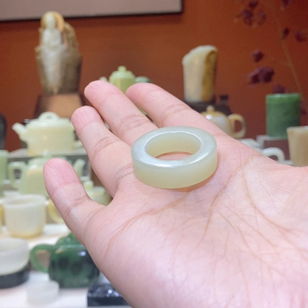 未镶嵌和田玉把件和田玉若羌黄口戒环20.6mm