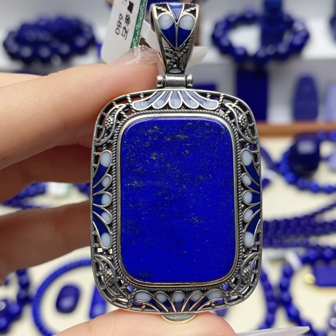 银S925镶嵌青金石颈饰