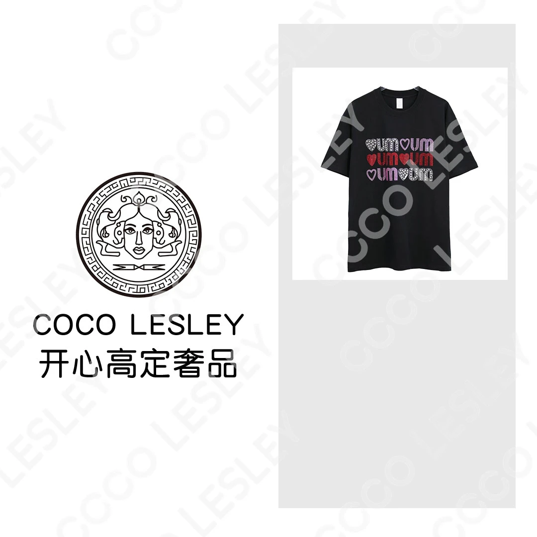 【COCO LESLEY】2025夏季短袖女款爆款女款夏季潮牌宽松版烫钻9901