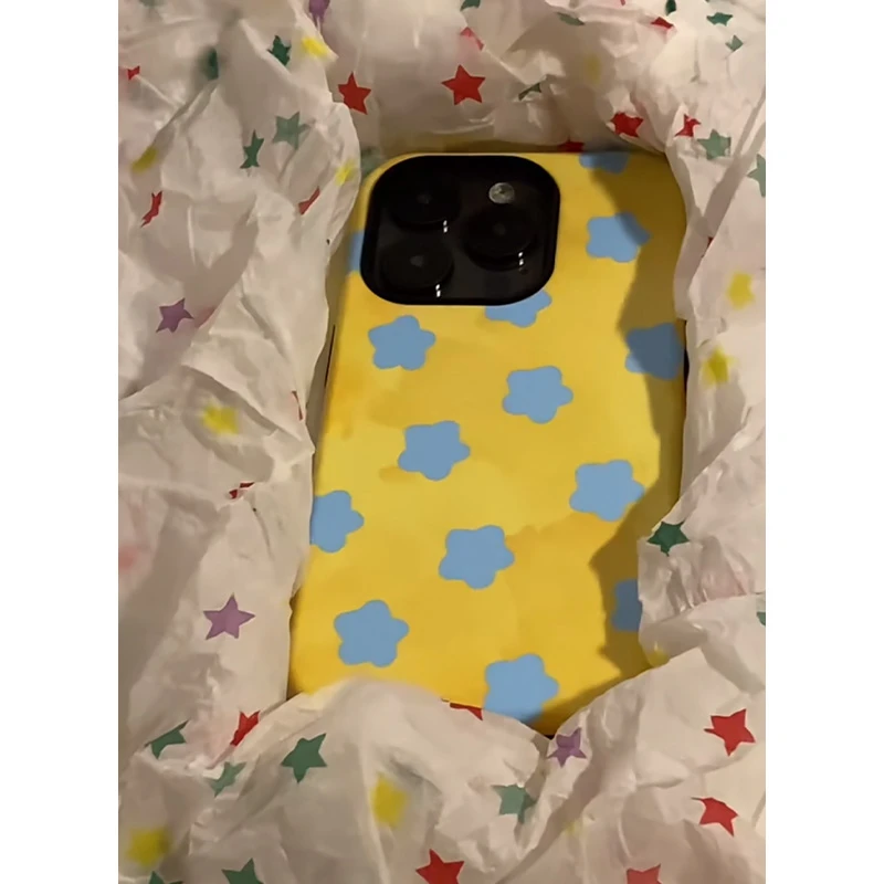 欧克里里奶油黄蓝星星适用苹果16/15菲林手机壳华为vivo小米oppo