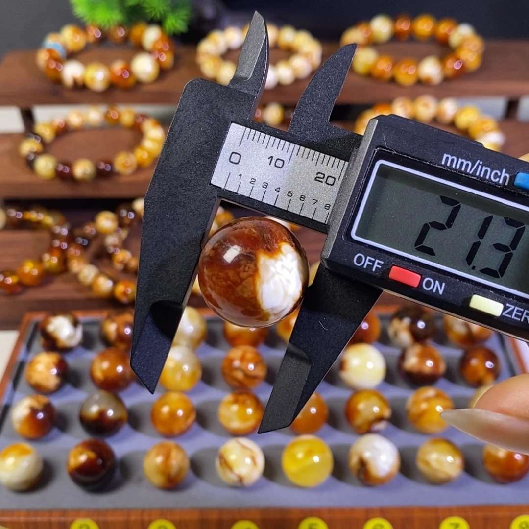 蜜蜡未镶嵌手串沁色蜜蜡单珠